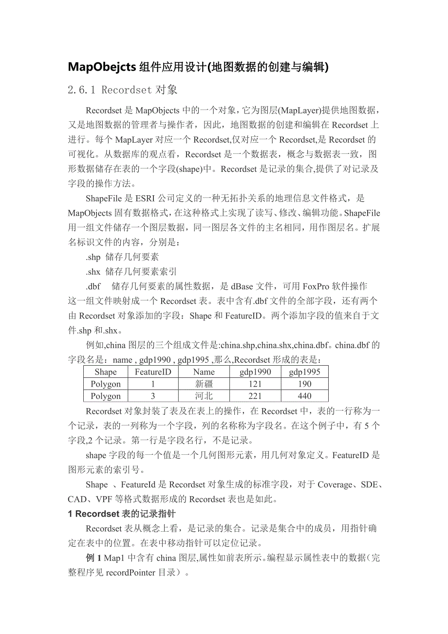 MapObejcts组件应用设计(地图数据的创建与编辑).doc_第1页