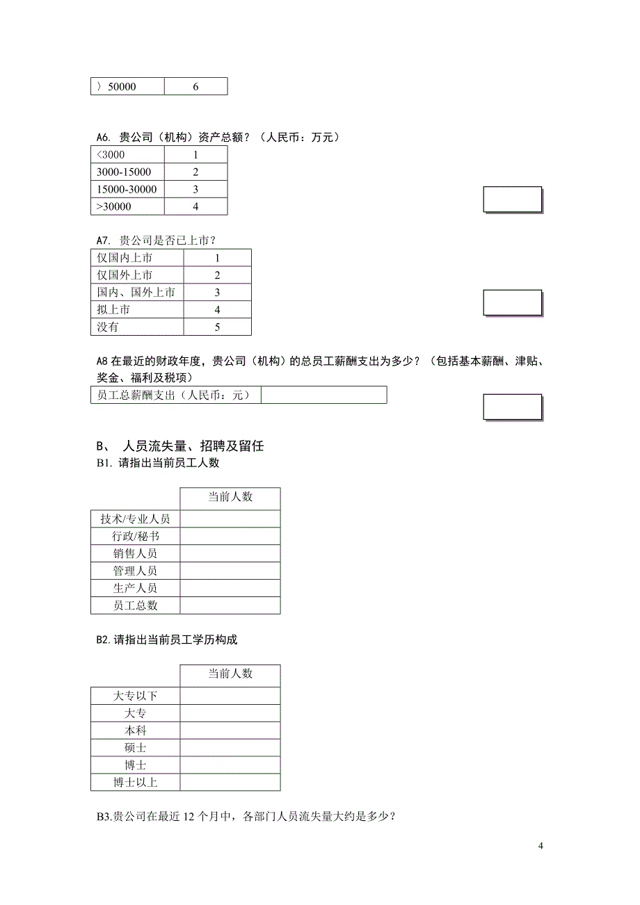 医药行业薪酬福利调查问卷_第4页