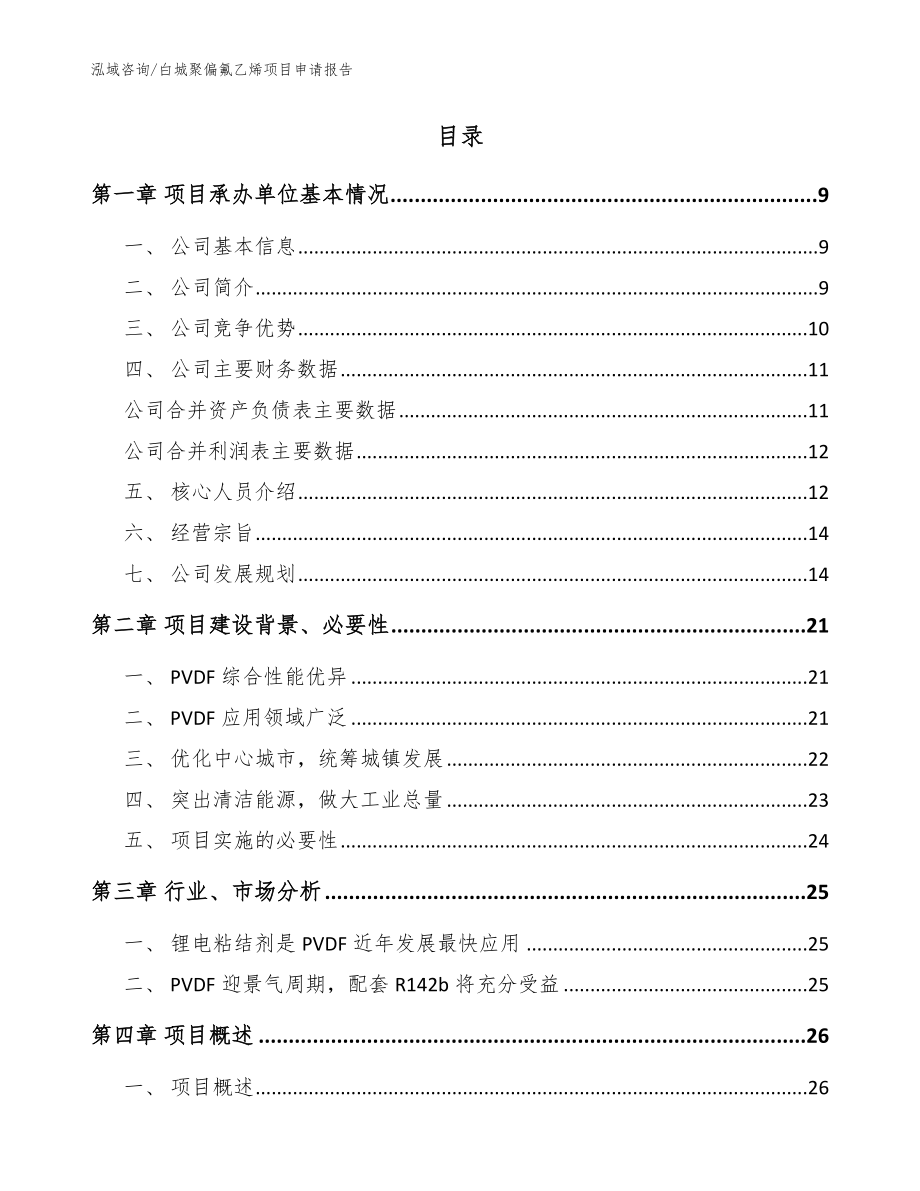 白城聚偏氟乙烯项目申请报告（参考范文）_第2页