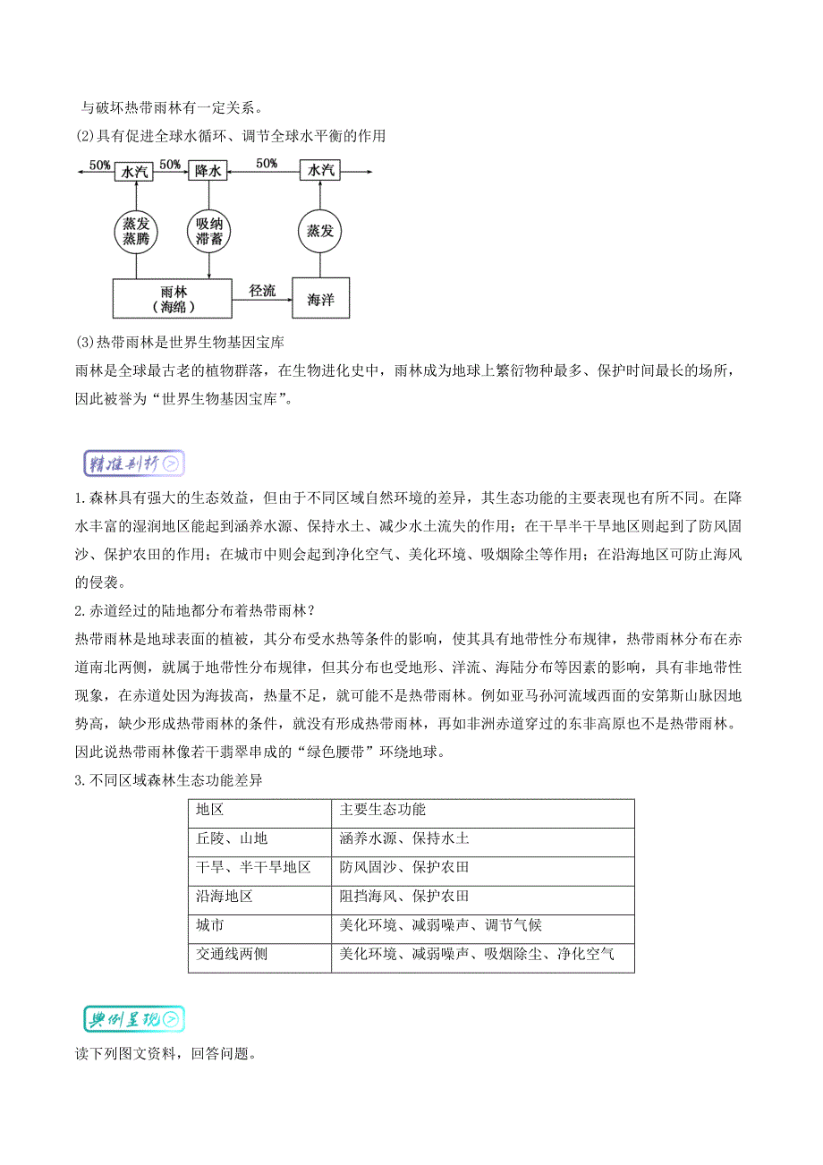 三精考点之高中地理必修3最基础考点系列：考点4 热带雨林的生态效益 Word版含解析_第2页