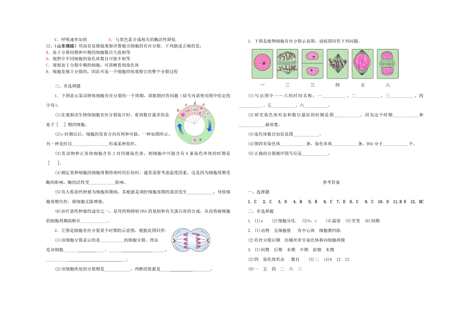 2013—2014学年第一学期第四周周日高三理科普通班周日限时训练(教育精品)_第2页