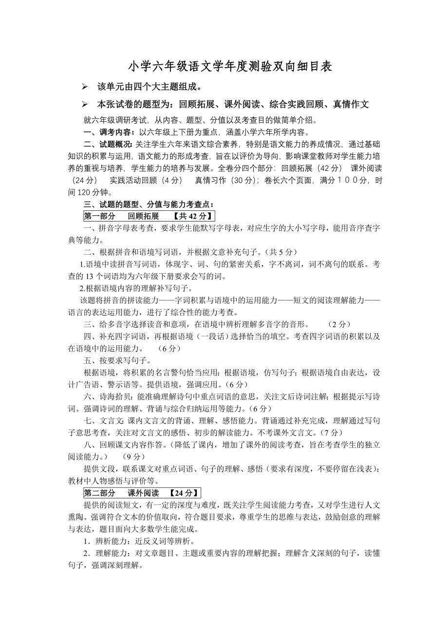 单元测验双向细目表 (3)_第1页
