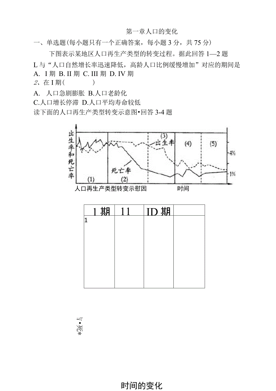 第一章人口的变化试题及答案_第1页