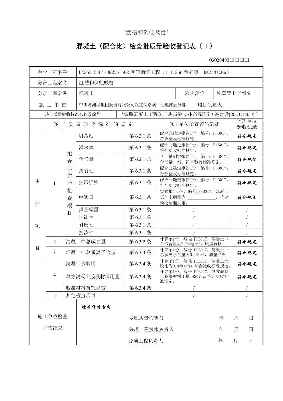 涵洞工程就地制作涵洞涵身混凝土质评表格外套管上半部分.doc_第5页