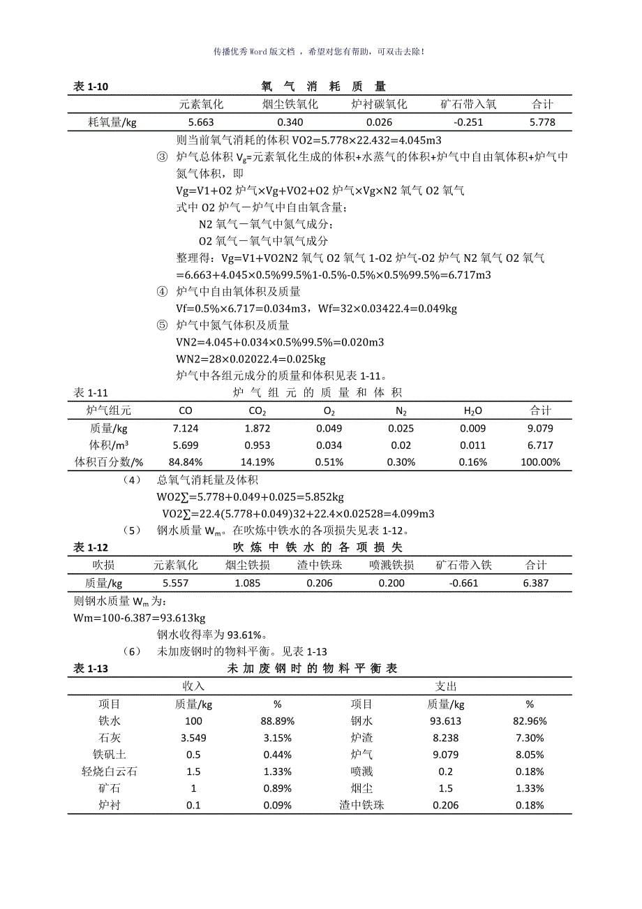 东北大学冶金专业课程设计模板Word版_第5页