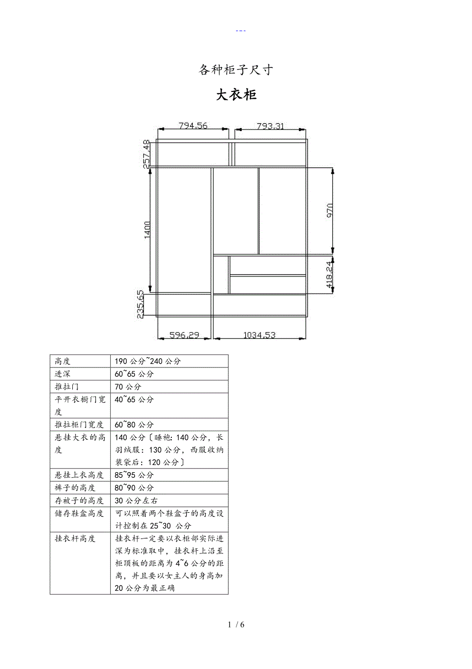 人机工程学各种柜子尺寸_第1页