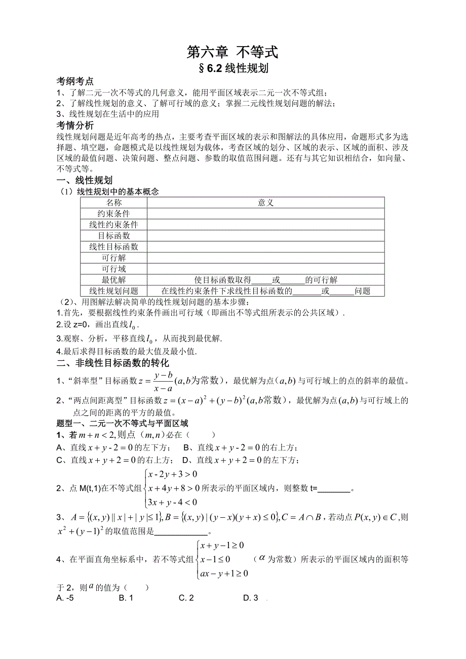 高三一轮复习《线性规划》_第1页