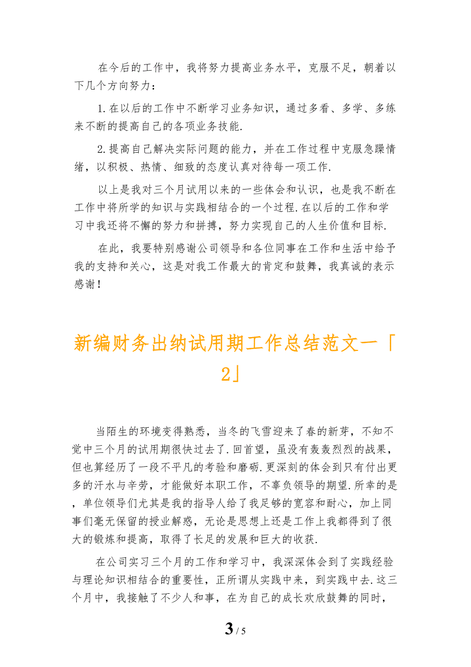 新编财务出纳试用期工作总结范文一_第3页