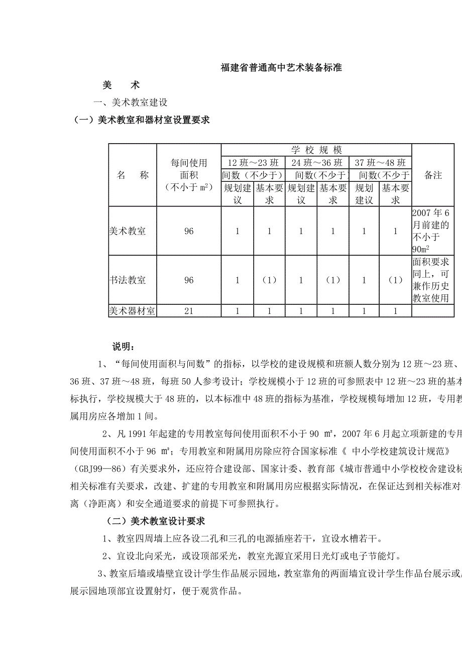 福建省普通高中艺术装备标准_第1页