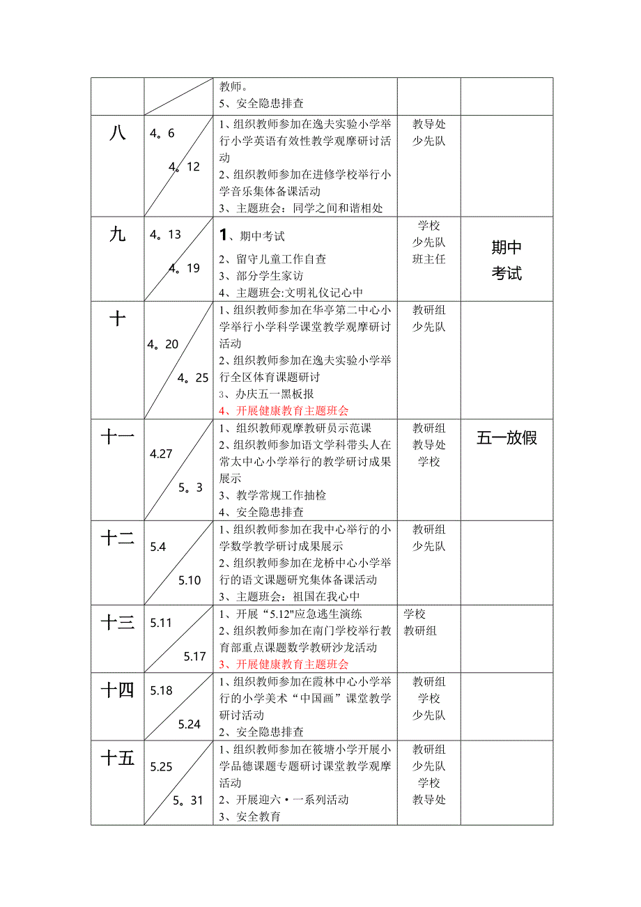 学校周工作安排表_第2页