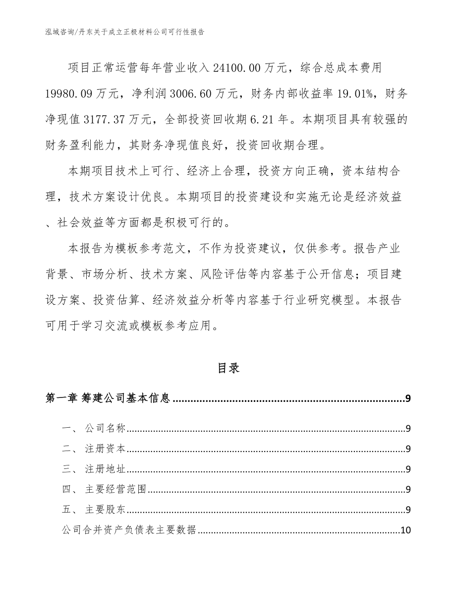 丹东关于成立正极材料公司可行性报告_第3页