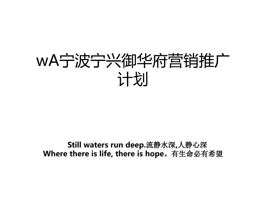 wA宁波宁兴御华府营销推广计划_第1页