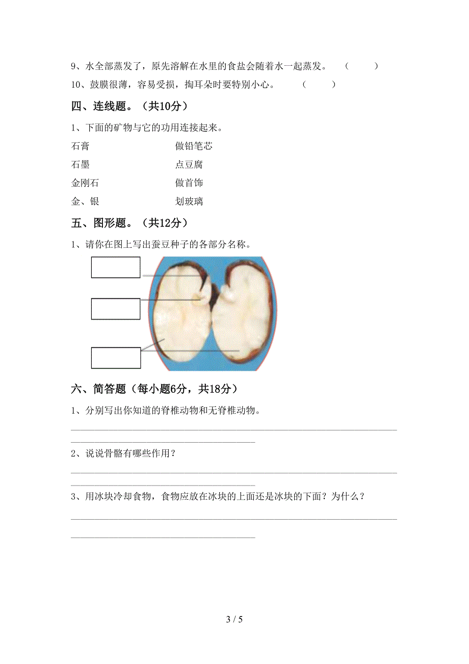 四年级科学上册期中测试卷(完整).doc_第3页