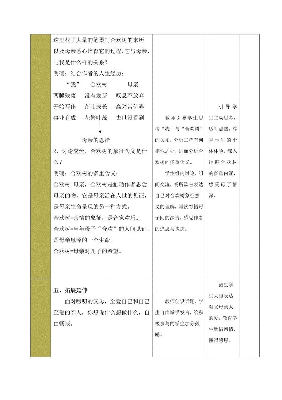 中职语文基础模块——《合欢树》教学设计.doc_第5页