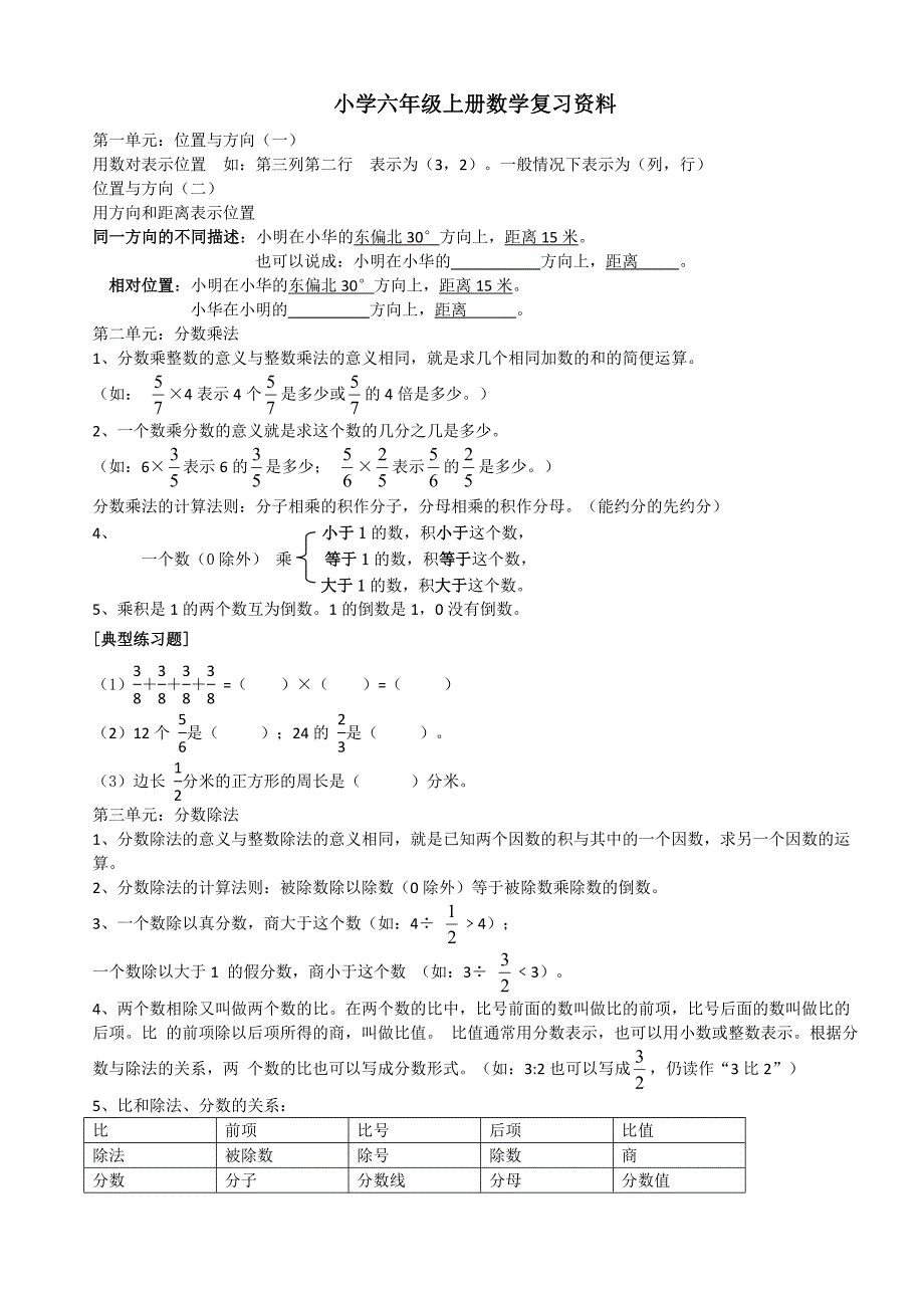 六年级上册数学典型例题_第1页