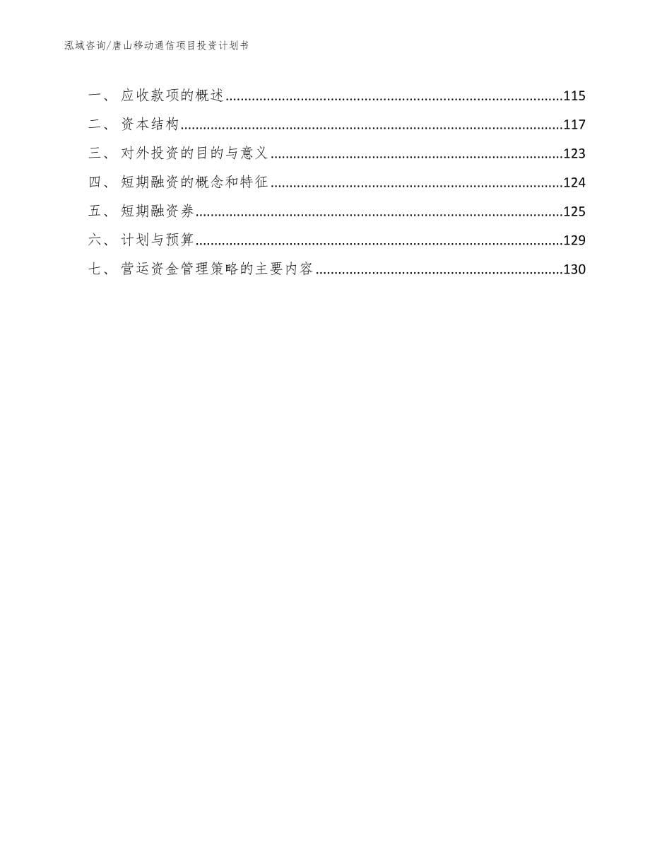 唐山移动通信项目投资计划书【参考模板】_第5页