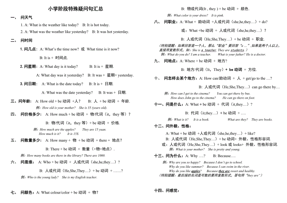 小学英语特殊疑问句汇总_第1页