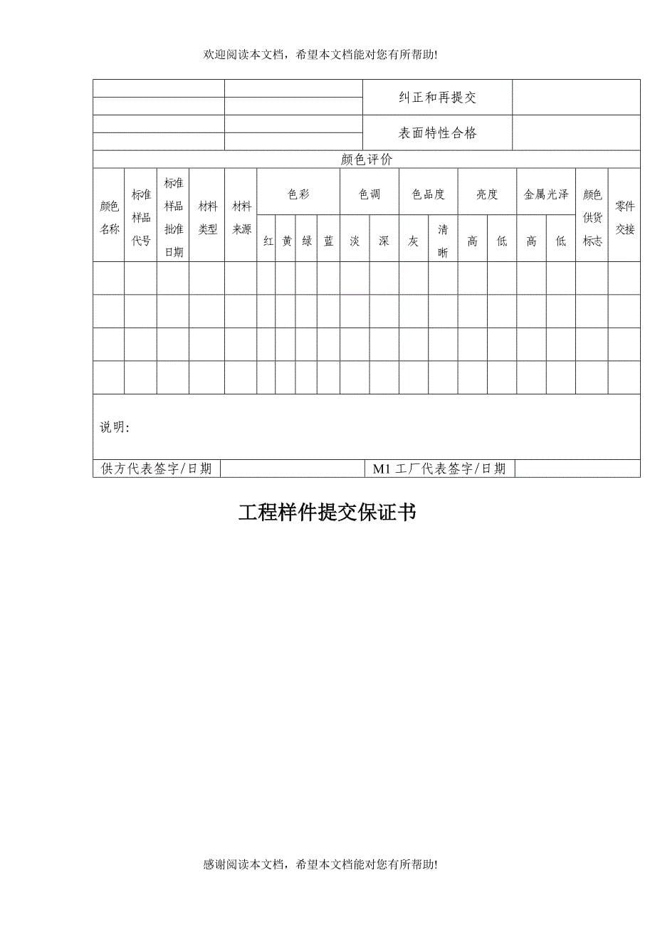 PPAP送样阶段表单范本格式_第5页