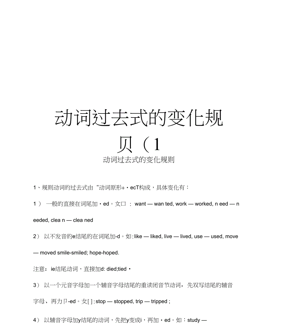 动词过去式的变化规则教学文稿_第1页