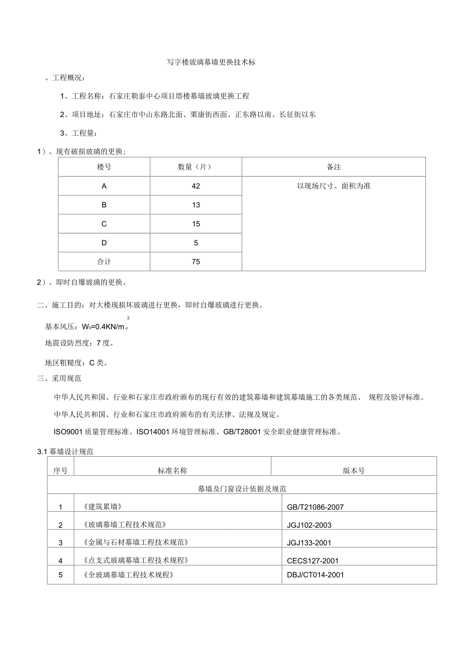 玻璃幕墙更换技术标_第1页