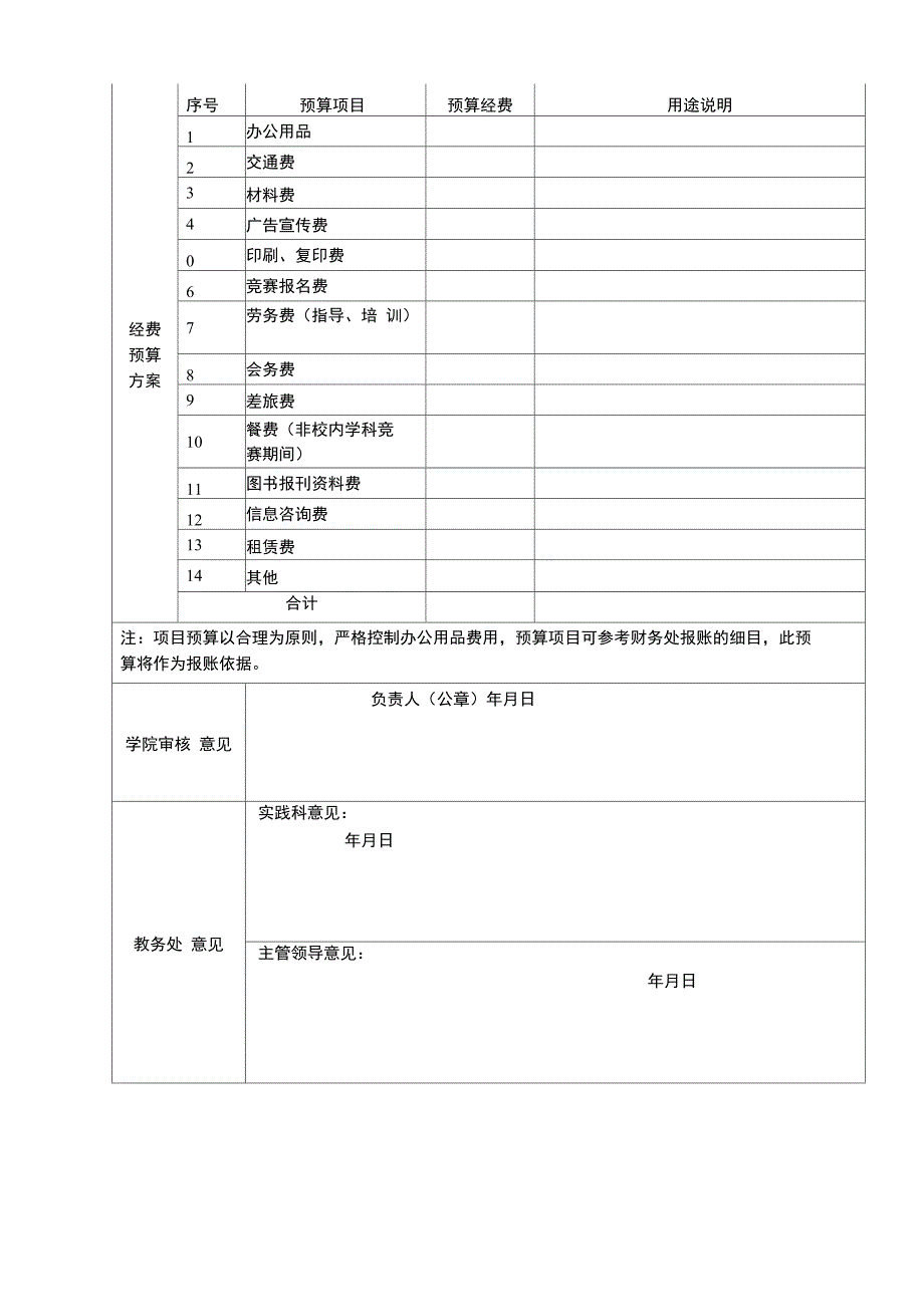 吉首大学大学生学科竞赛资助项目申请书_第2页