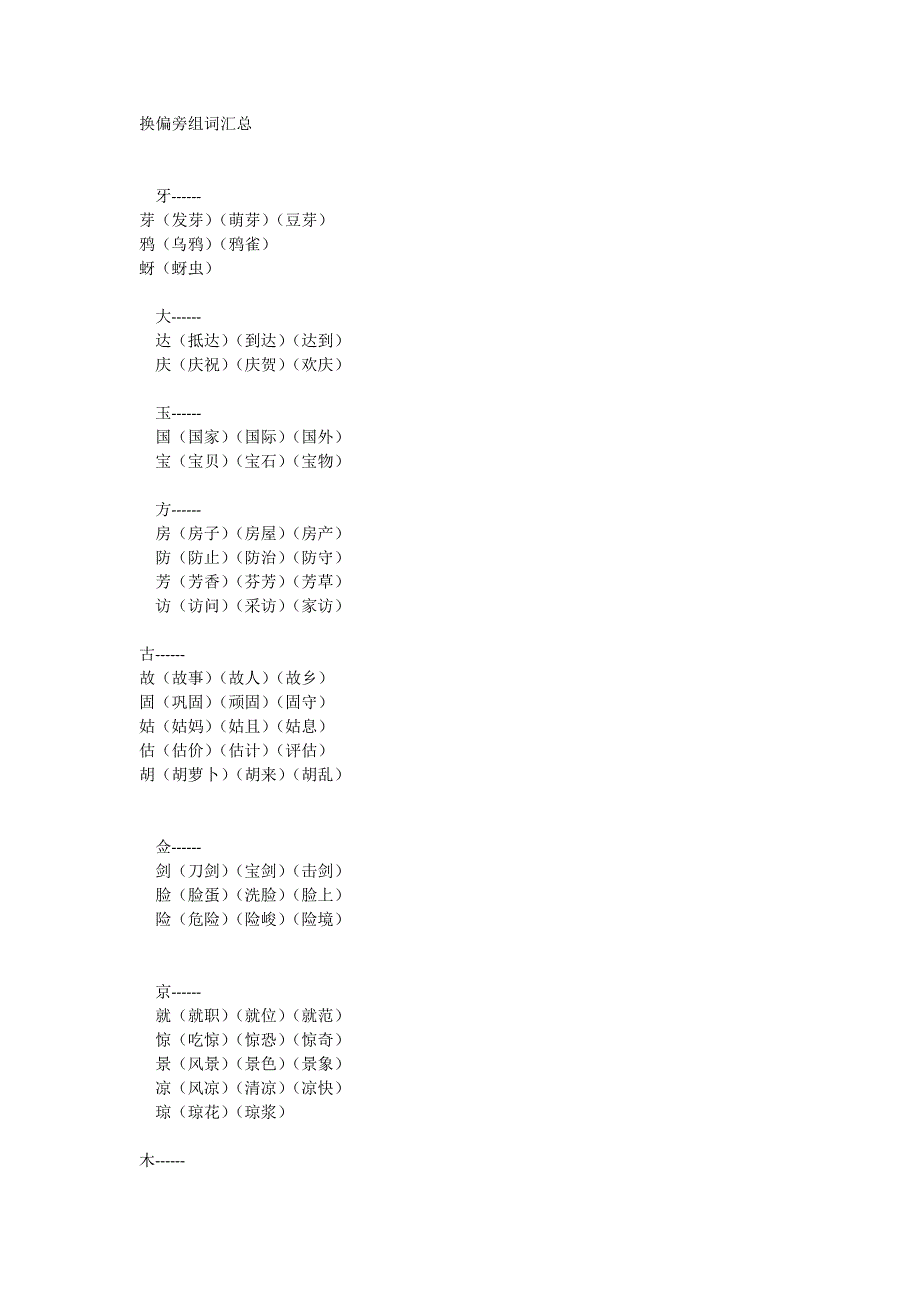 换偏旁组词汇总_第1页