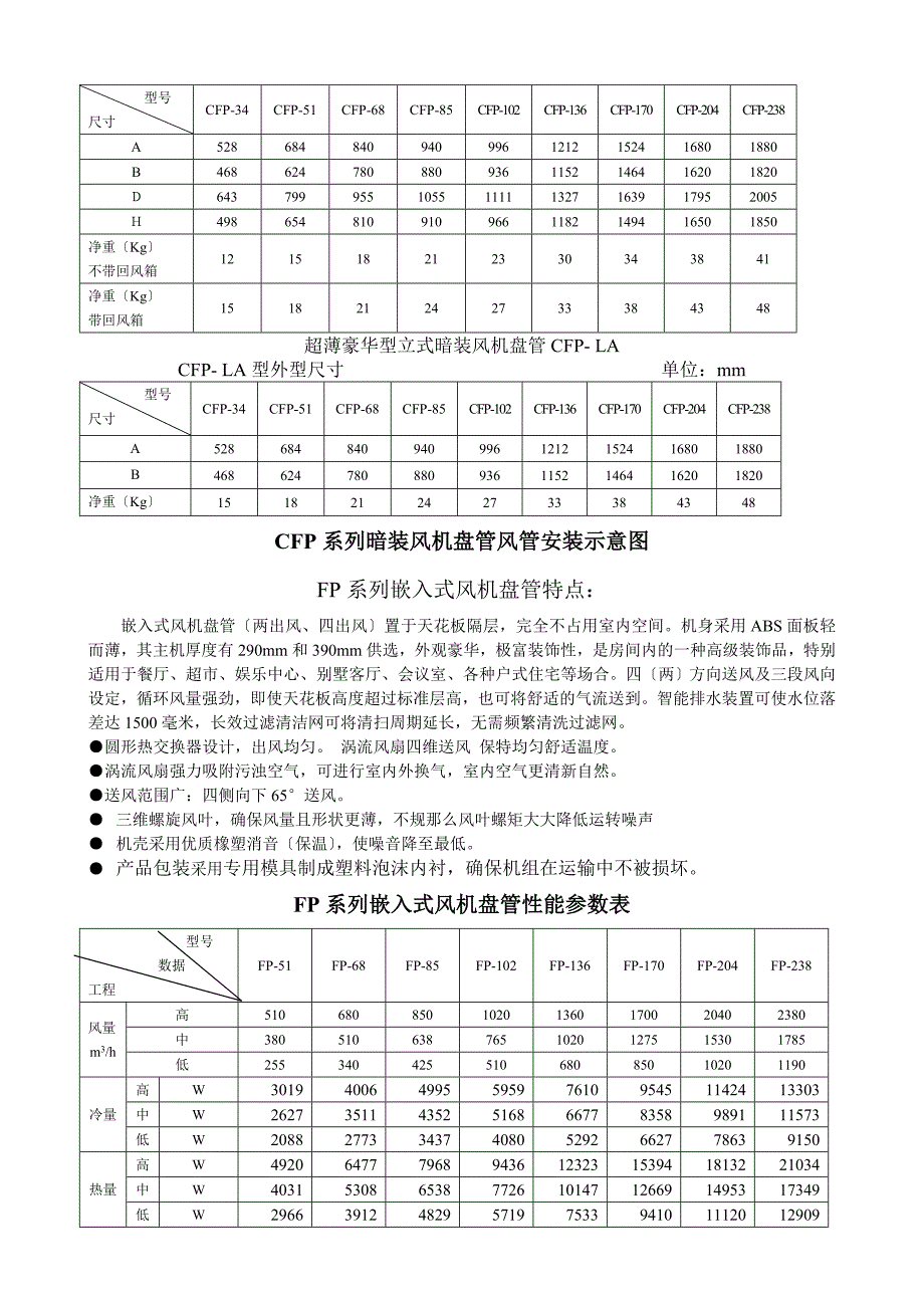 风机盘管型参数表_第4页