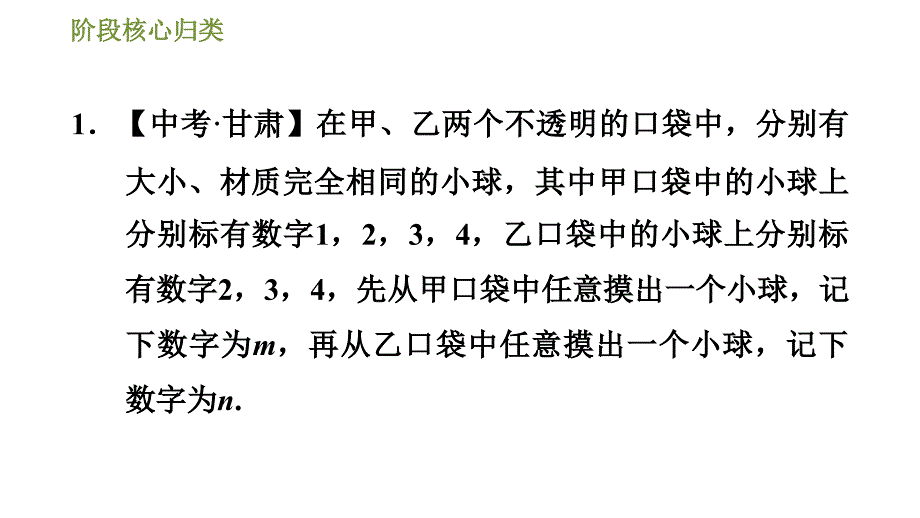 湘教版九年级下册数学第4章 阶段核心归类概率与其他知识的综合应用类型数学_第3页