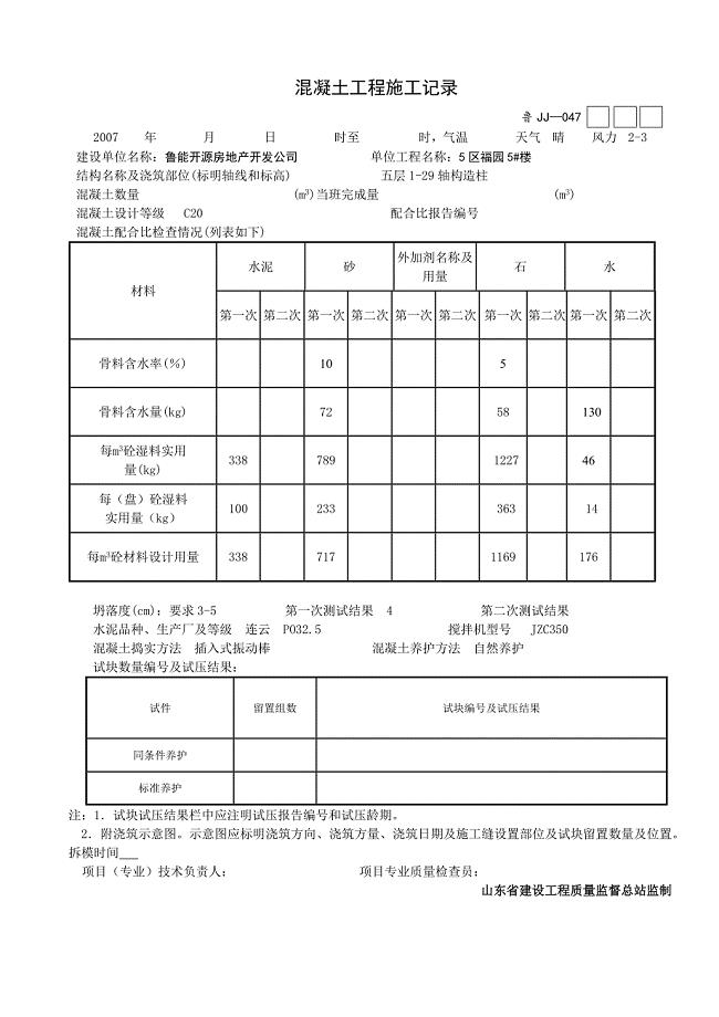 LED路灯市政工程验收记录表三