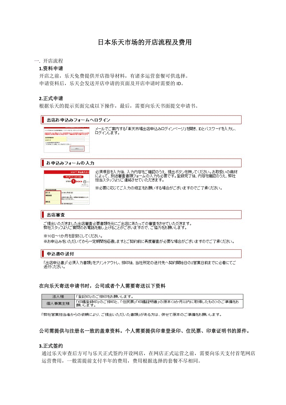 日本乐天市场开店的费用及操作步骤_第1页