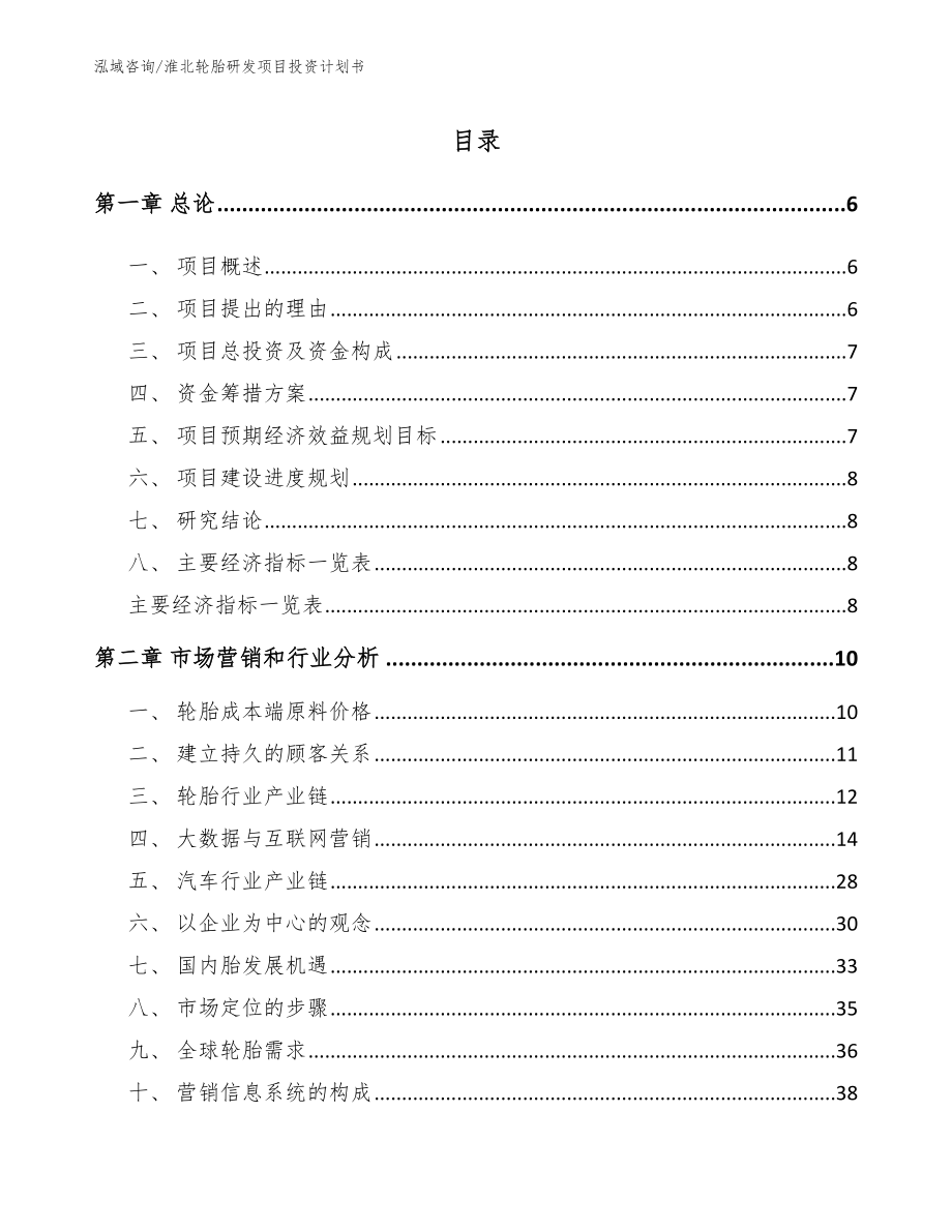 淮北轮胎研发项目投资计划书模板范文_第1页