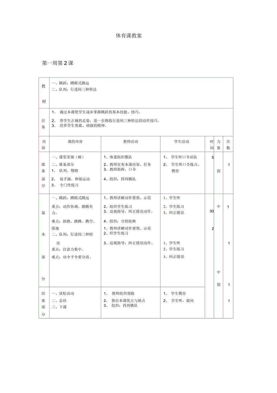 小学五年级体育上册教案全集(已整理)_第2页