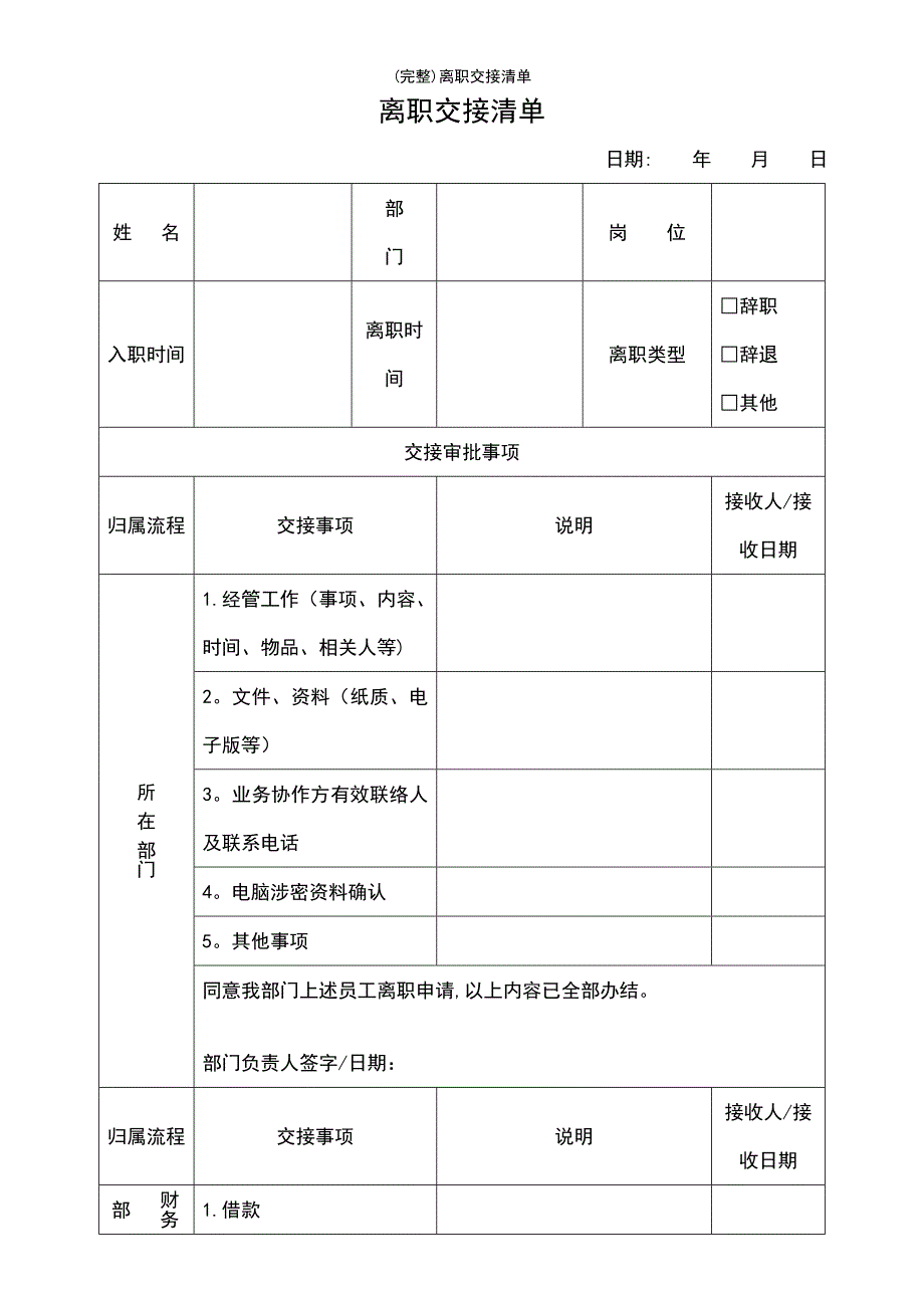 (最新整理)离职交接清单_第2页