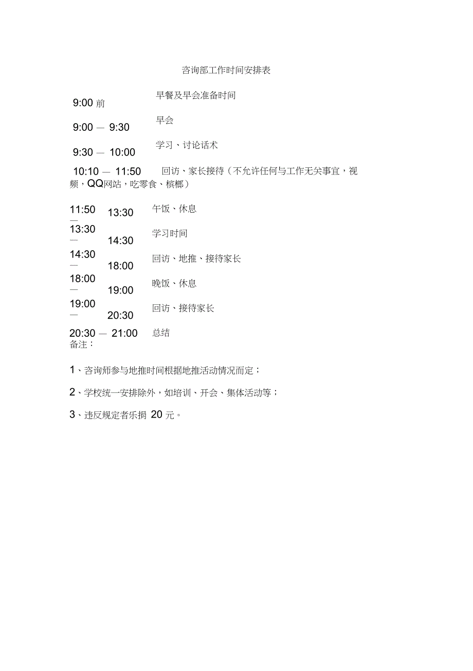 教育培训机构咨询部管理制度_第1页