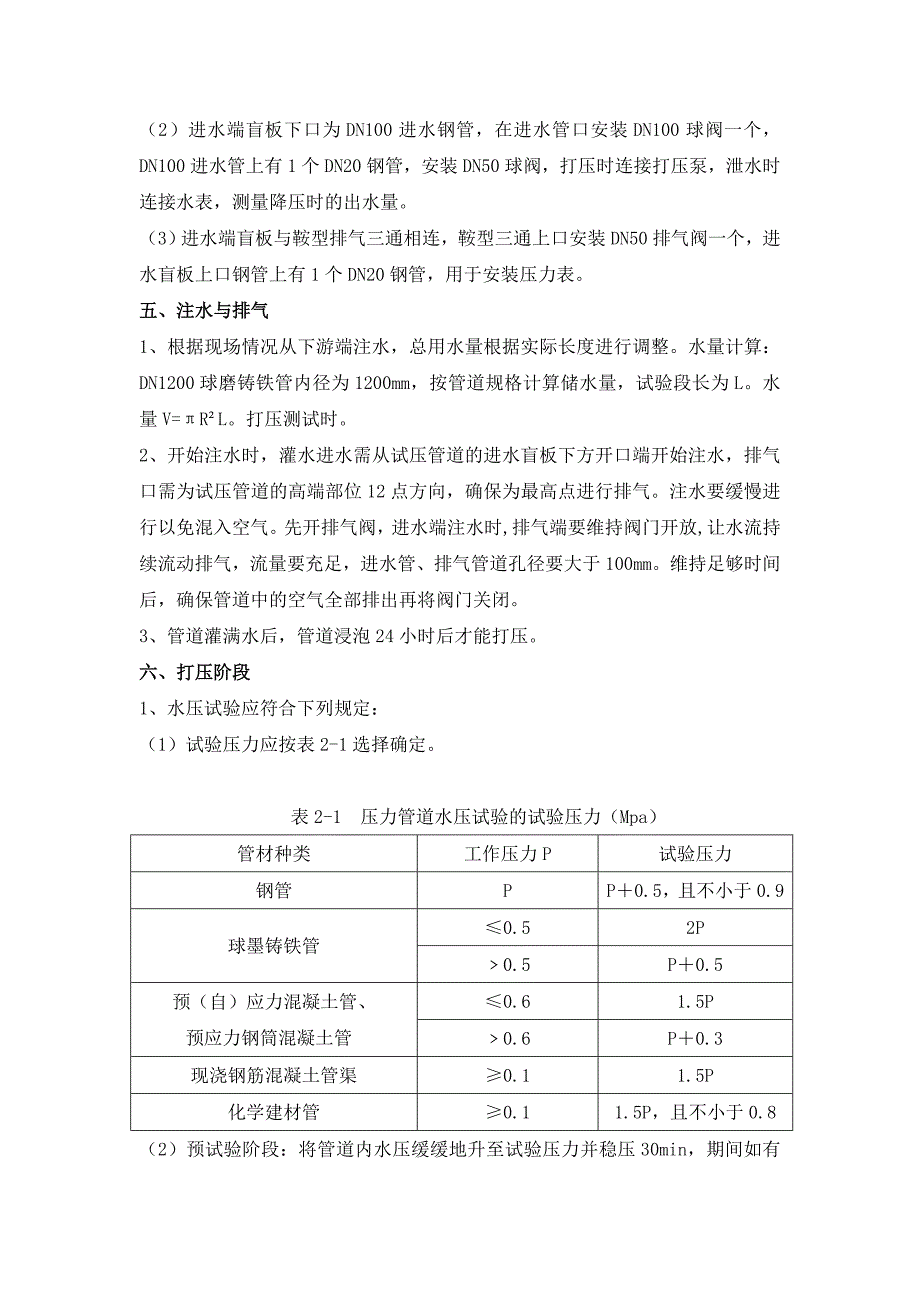 球墨铸铁管道水压试验方案_第4页