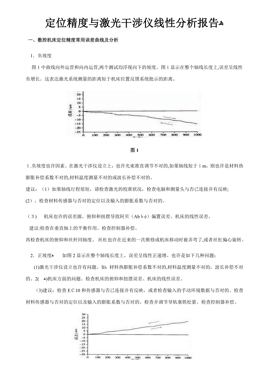 数控机床定位精度与激光干涉仪测试曲线分析报告_第1页