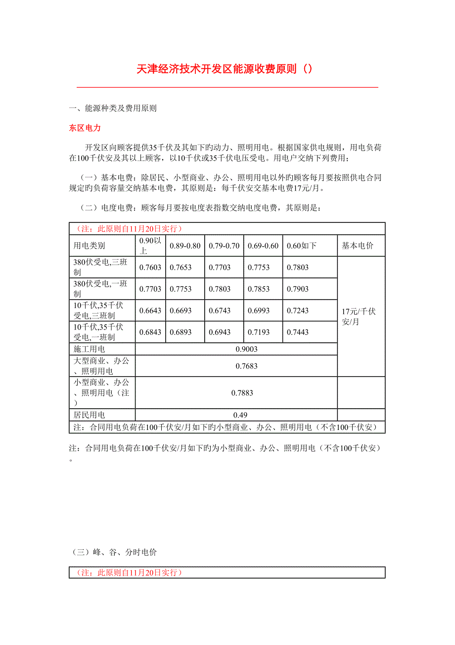 天津经济重点技术开发区能源收费重点标准二八年_第1页