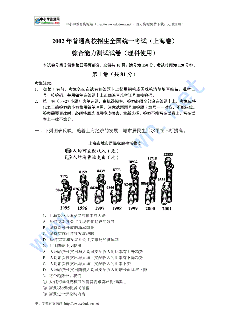 普通高校招生全国统一考试上海卷_第1页