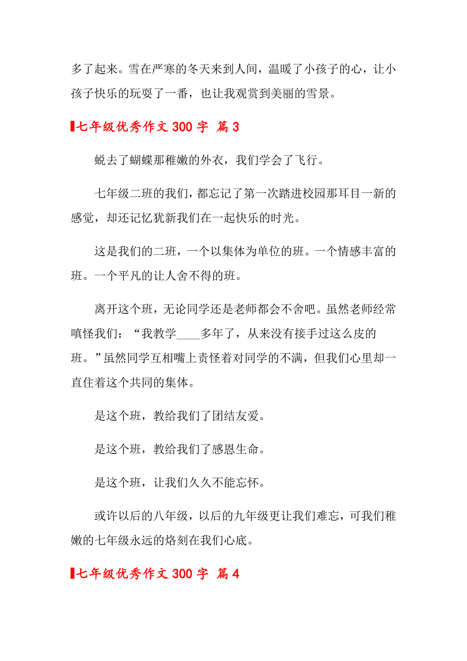 【新版】七年级优秀作文300字汇编9篇_第3页