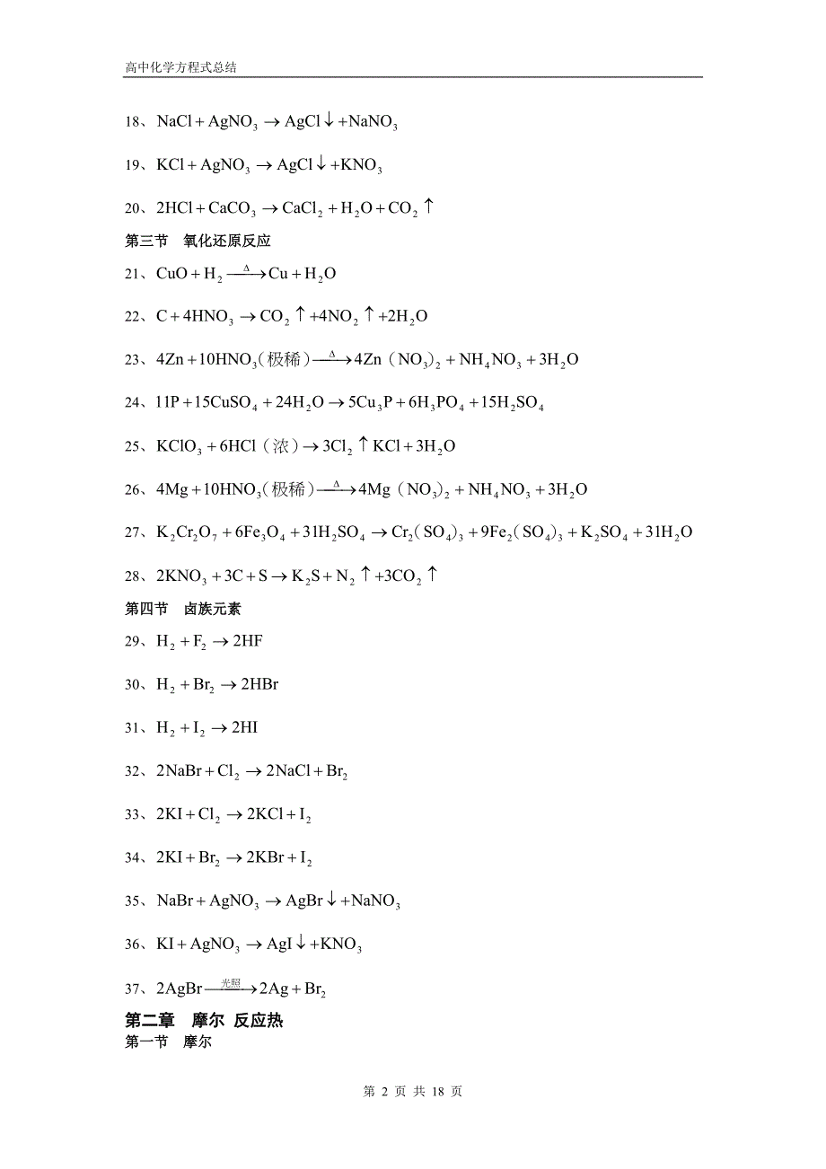 高中化学方程式大全(绝对全);_第2页