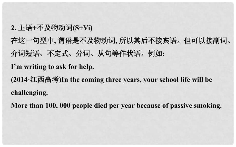 高考英语一轮复习 写作技巧点拨系列（一）学好五种基本句型 搞定简单句课件_第5页