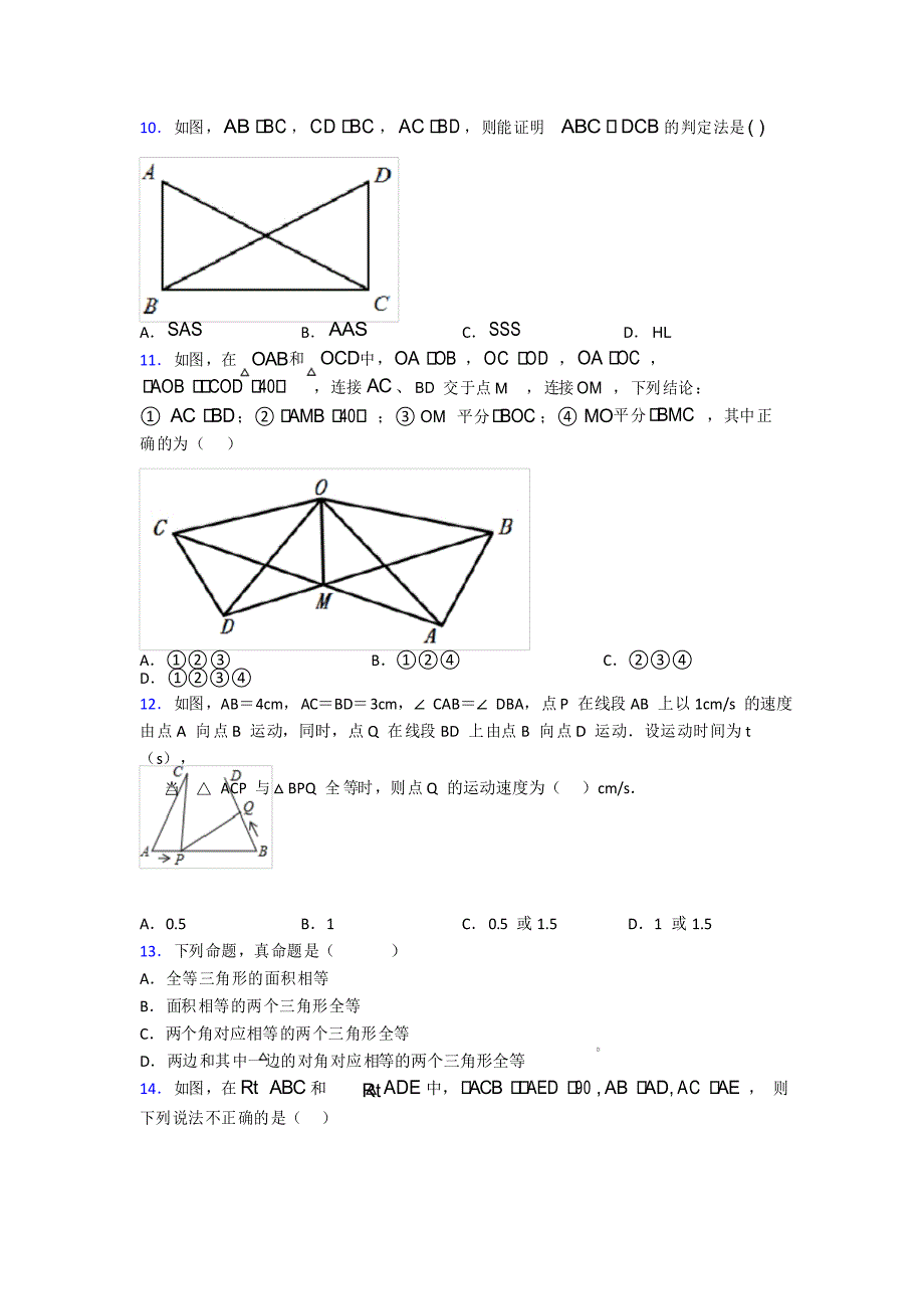 威海市八年级数学上册第十二章《全等三角形》复习题(培优专题)_第3页