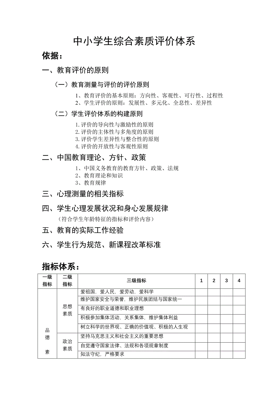 中小学生综合素质评价体系_第1页