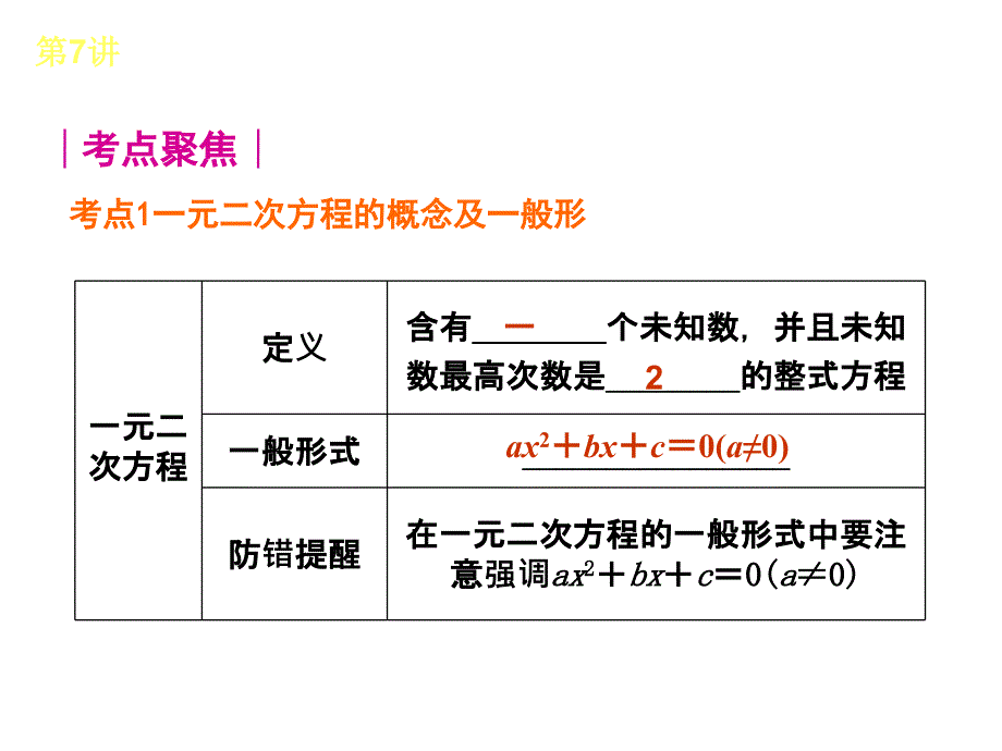 人教版全国数学中考复习方案第7讲一元二次方程及其应用_第2页