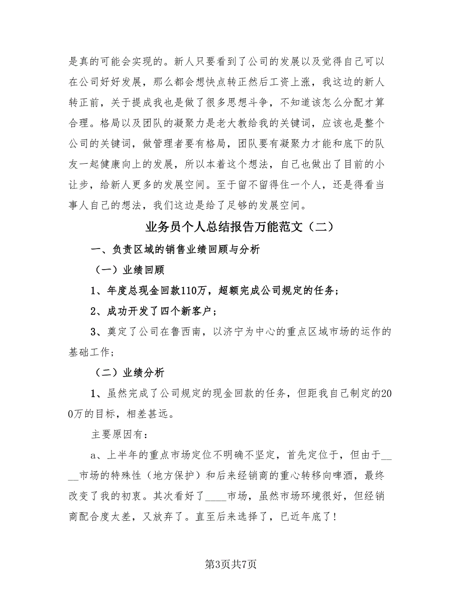 业务员个人总结报告万能范文（2篇）.doc_第3页