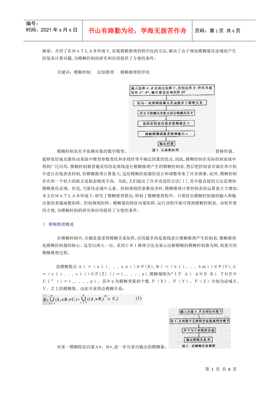 MATLAB环境下的模糊推理程序化方法_第1页