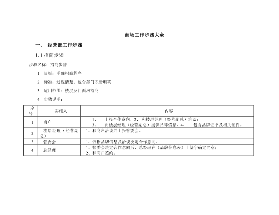 商场工作作业流程大全.doc