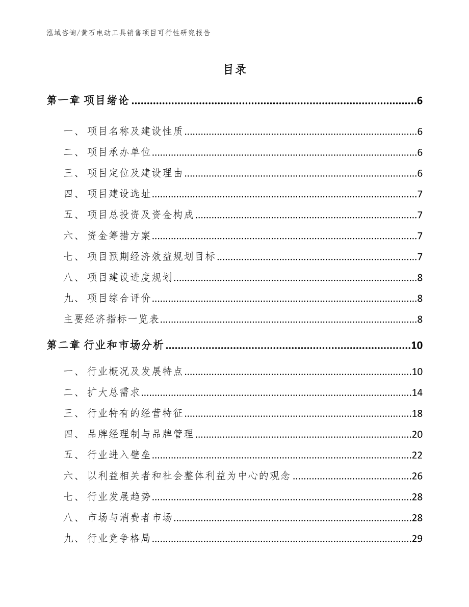 黄石电动工具销售项目可行性研究报告_第1页