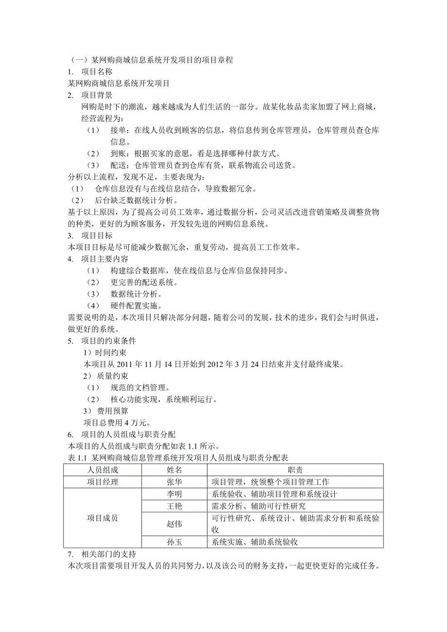 网购信息系统开发项目的项目章程.doc_第1页