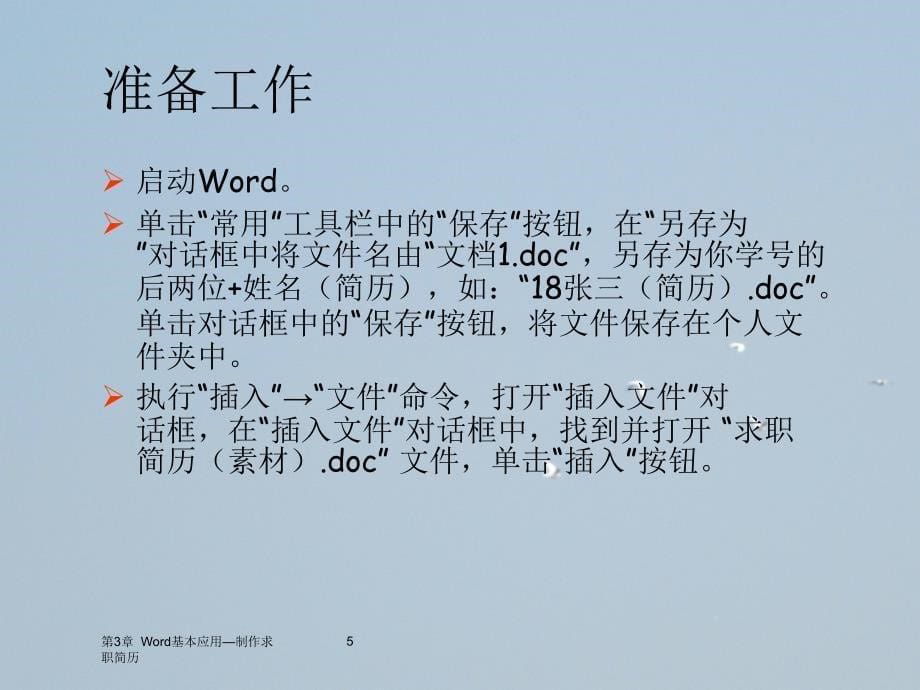 第三章Word基本应用制作求职简历_第5页